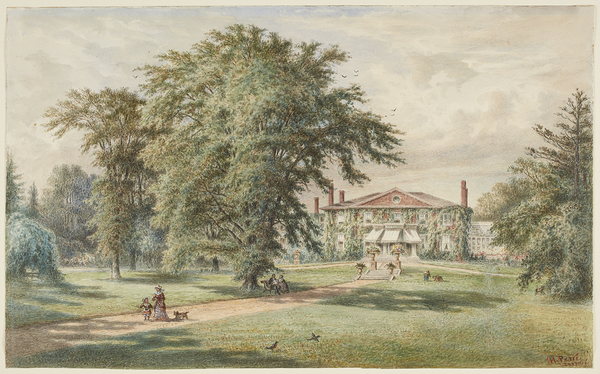 Original title:  Henri Perré, The Grange, c. 1880. Watercolour, opaque watercolour, graphite on paper. Sheet: 31.4 x 51 cm. Art Gallery of Ontario, Goldwin Smith Collection, 1911. Image © 2018 Art Gallery of Ontario.