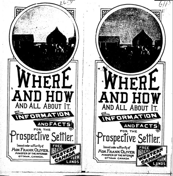 Original title:  Peel 2716: Scott, William Duncan (b.1861) [info]; Canada. Department of the Interior. Western Canada farm lands: Free 160 acres farm lands: Where and how and all about it: Information and facts for the prospective settler. [Ottawa: Department of the Interior, 1903]. University of Alberta.