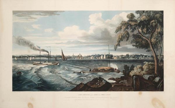 Original title:  A View of Brockville, Upper Canada, from Umbrella Island
Date: 1828

Collection: Baldwin Collection of Canadiana, Toronto Public Library 

Usage Rights Public Domain