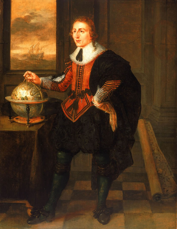 Titre original :  Portrait of Baffin by Hendrick van der Borcht, Navigator with Globe and Dividers