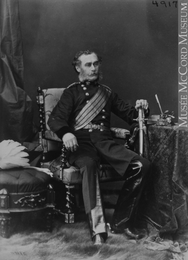 Original title:  Photograph Lieutenant General Sir James Lindsay, Montreal, QC, 1870 William Notman (1826-1891) 1870, 19th century Silver salts on paper mounted on paper - Albumen process 13.7 x 10 cm Purchase from Associated Screen News Ltd. I-49175.1 © McCord Museum Keywords:  male (26812) , Photograph (77678) , portrait (53878)